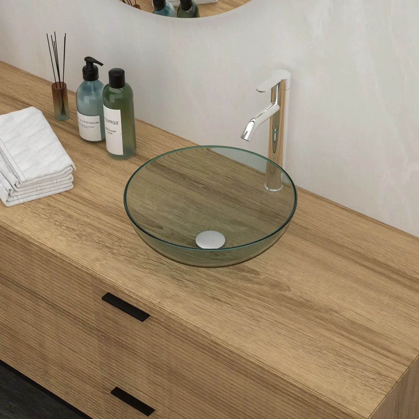 Artistic Tempered Glass Vessel Sink With Pop Up Drain by HouseOfZazla
