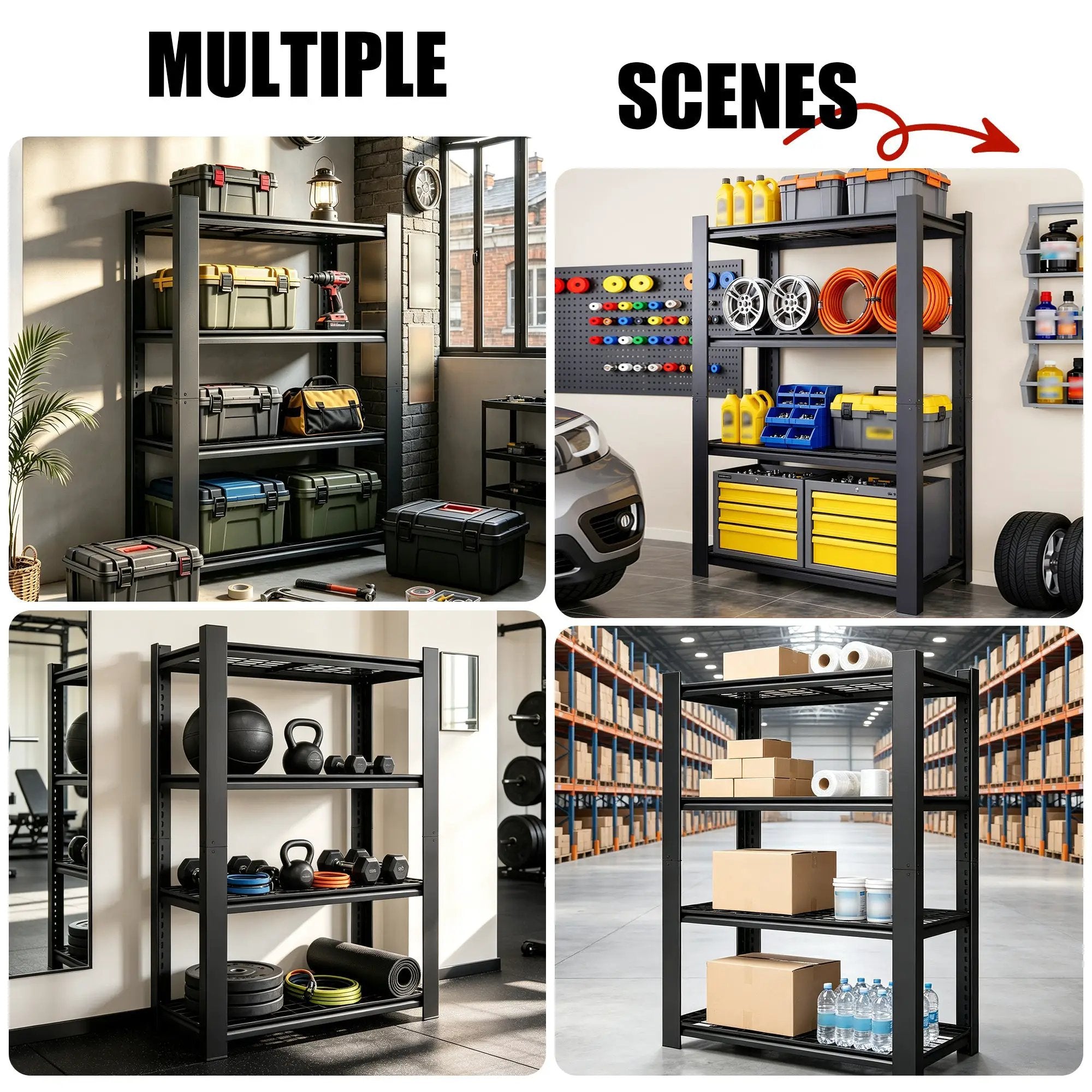 60"H 4-Tier Adjustable Heavy Duty Shelving Metal Mesh Storage Rack by HouseOfZazla