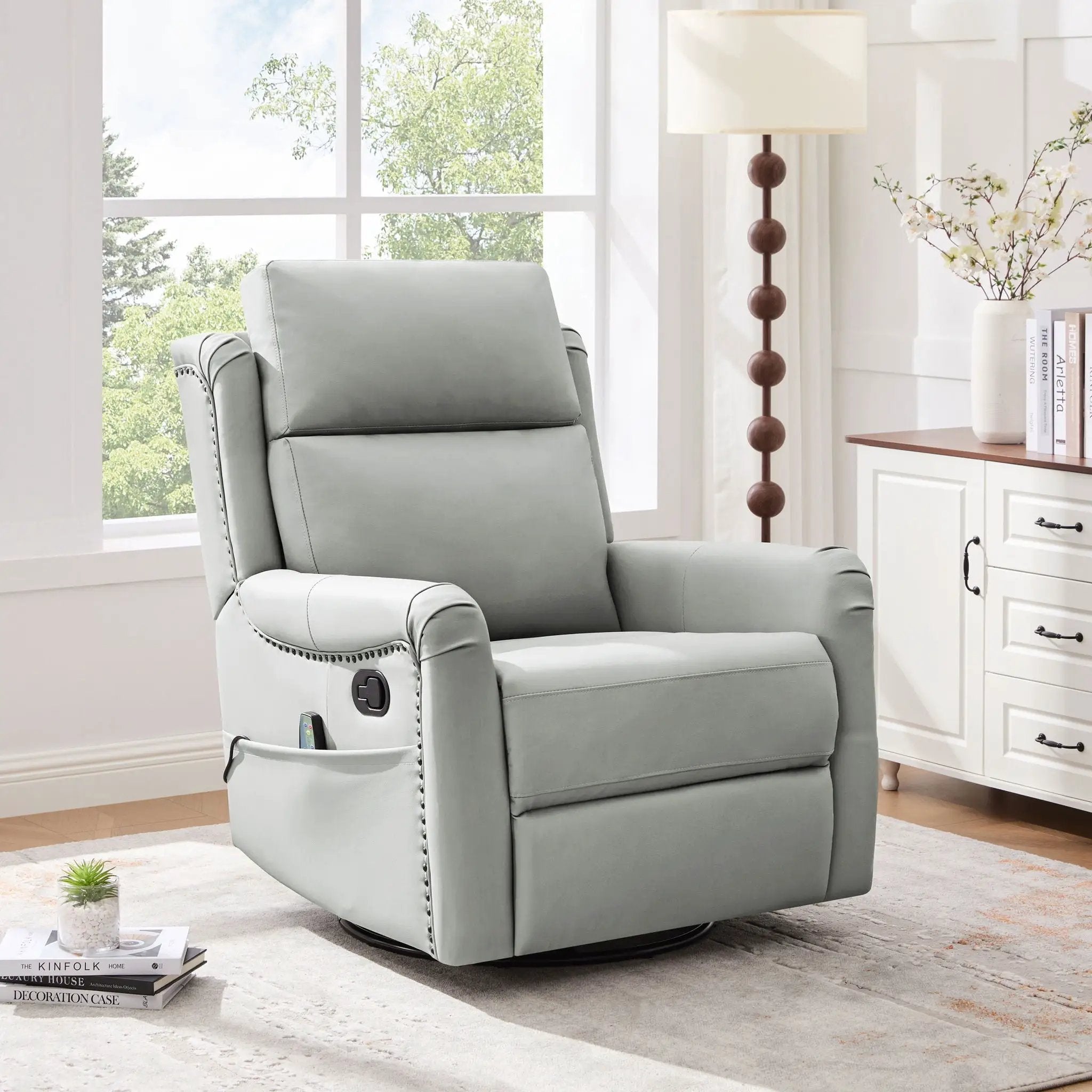 Manual Recliner Swivel Rocking Chair With 8-Point Massage and Heating by HouseOfZazla