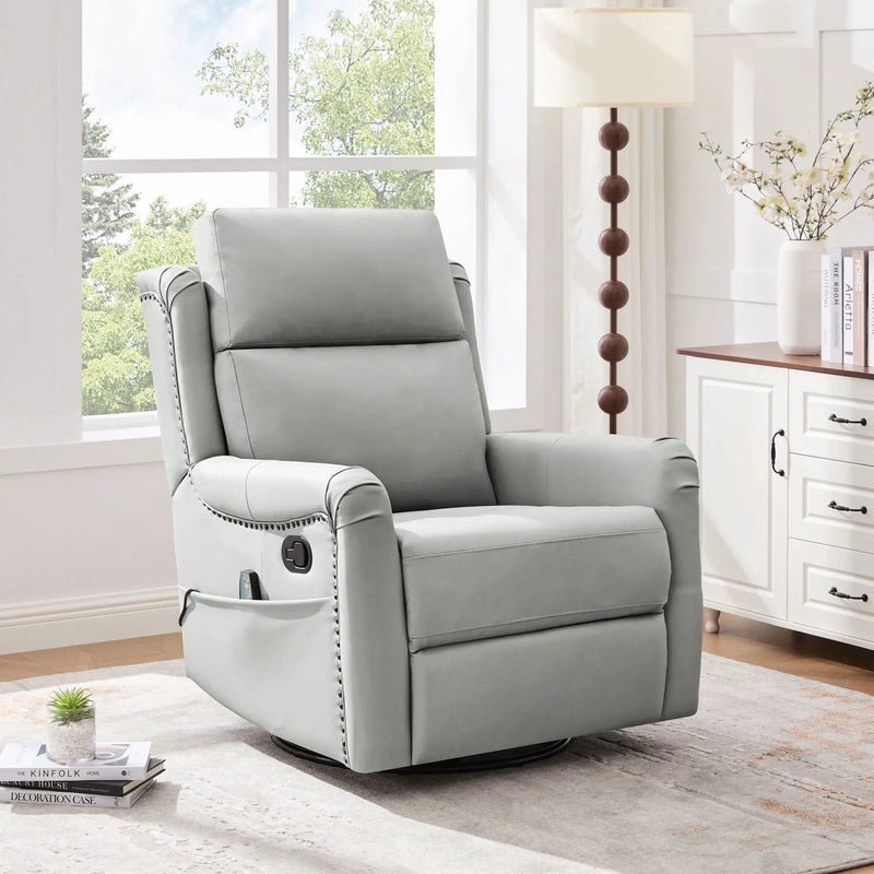 Manual Recliner Swivel Rocking Chair With 8-Point Massage and Heating by HouseOfZazla