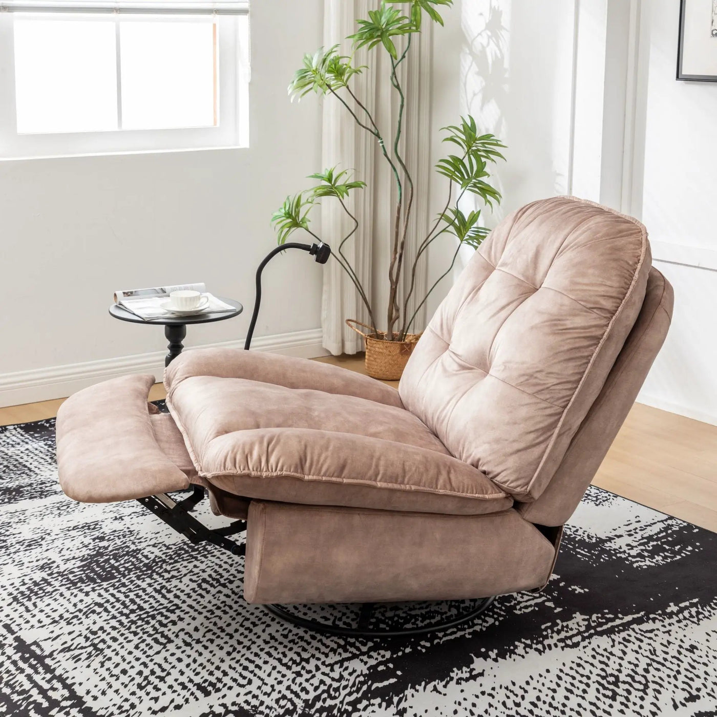 Modern Swivel Gliding Recliner Chair With Rocking Function And Phone Holder, Large Comfortable by HouseOfZazla