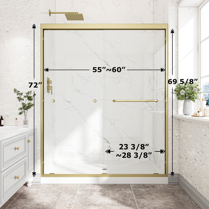 55"-60" W x 72" H Brushed Shower Door by HouseOfZazla