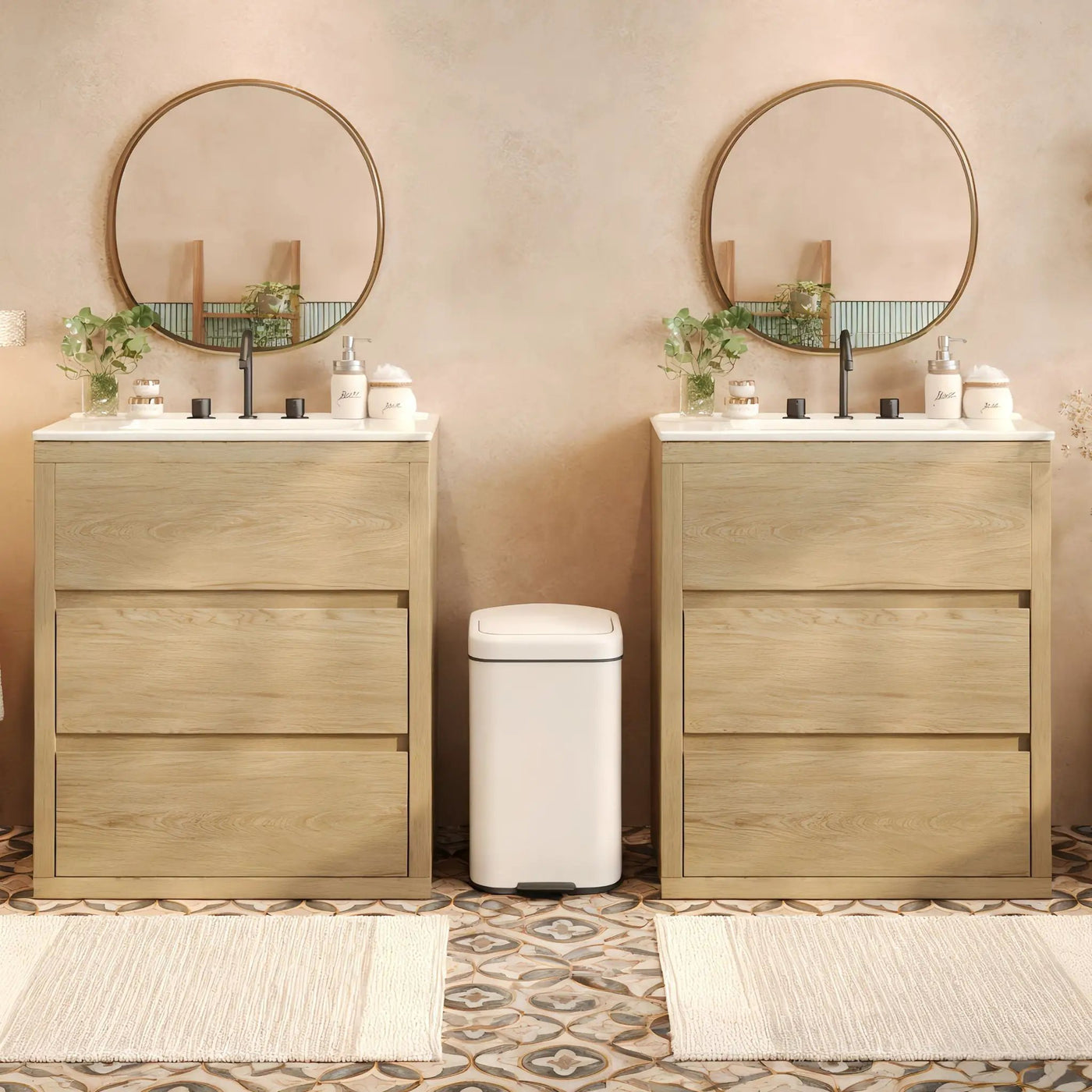 Double Sinks Bathroom Vanity Set with 2 Ceramic Basins by HouseOfZazla