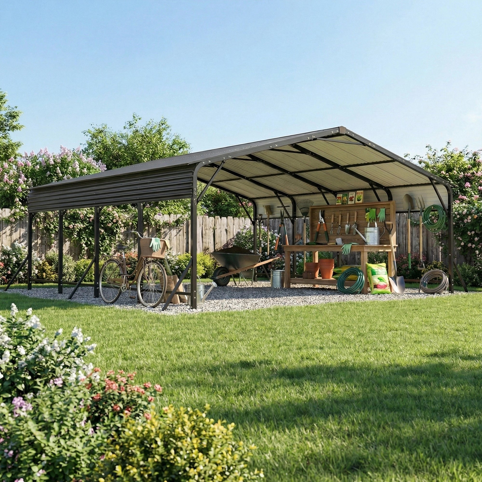 20'x20' Galvanated Steel Carport Canopy by HouseOfZazla