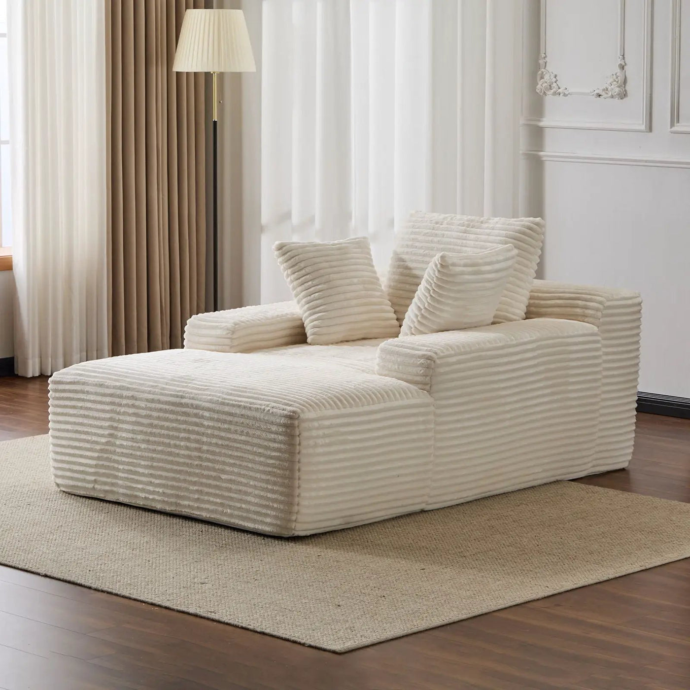 Oversized Chaise Lounge Chair Cozy Cloud Couch With 3 Throw Pillows And Wide Armrest by HouseOfZazla