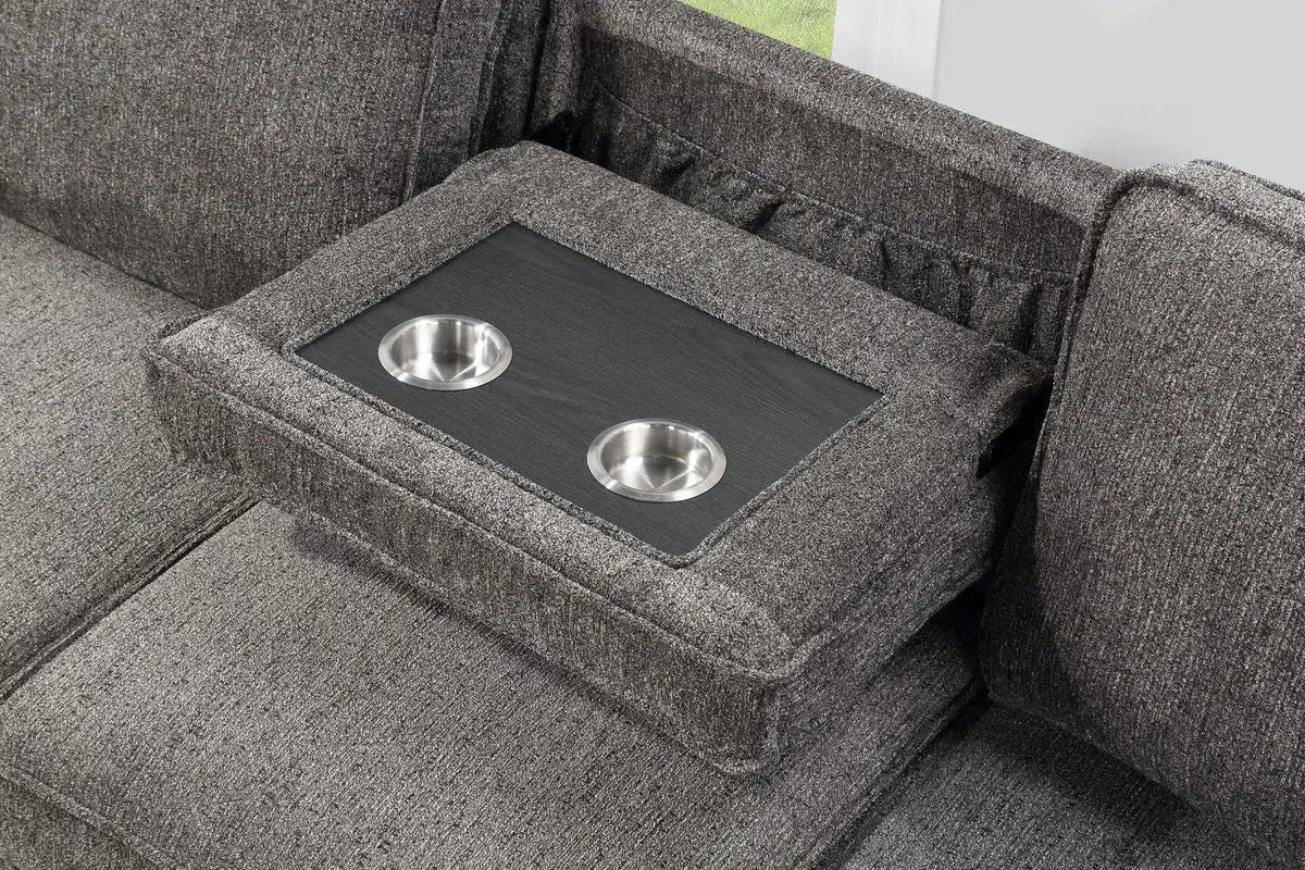 Estelle - Fabric Reversible Sleeper Sectional With Storage Chaise Drop-Down Table 2 Cup Holders And 2 USB Ports by Unique Piece Furniture