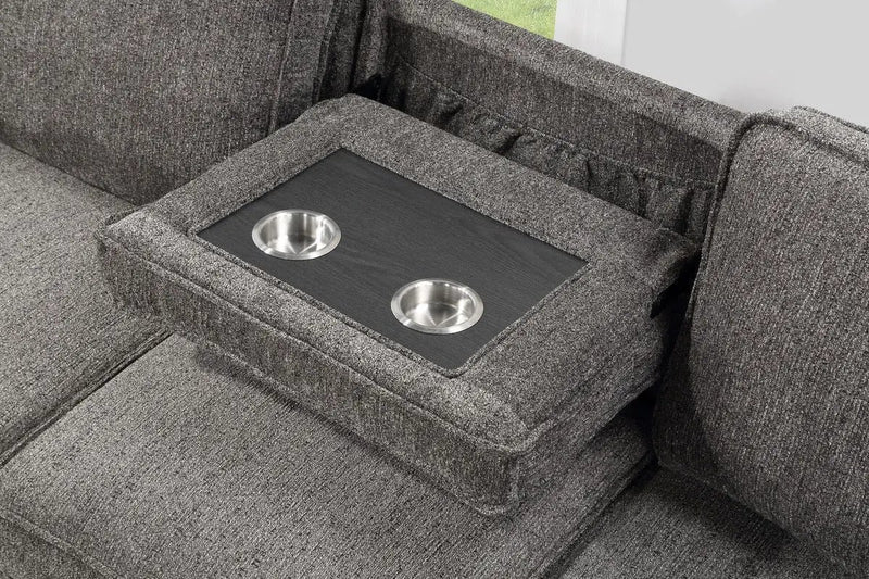 Estelle - Fabric Reversible Sleeper Sectional With Storage Chaise Drop-Down Table 2 Cup Holders And 2 USB Ports by Unique Piece Furniture