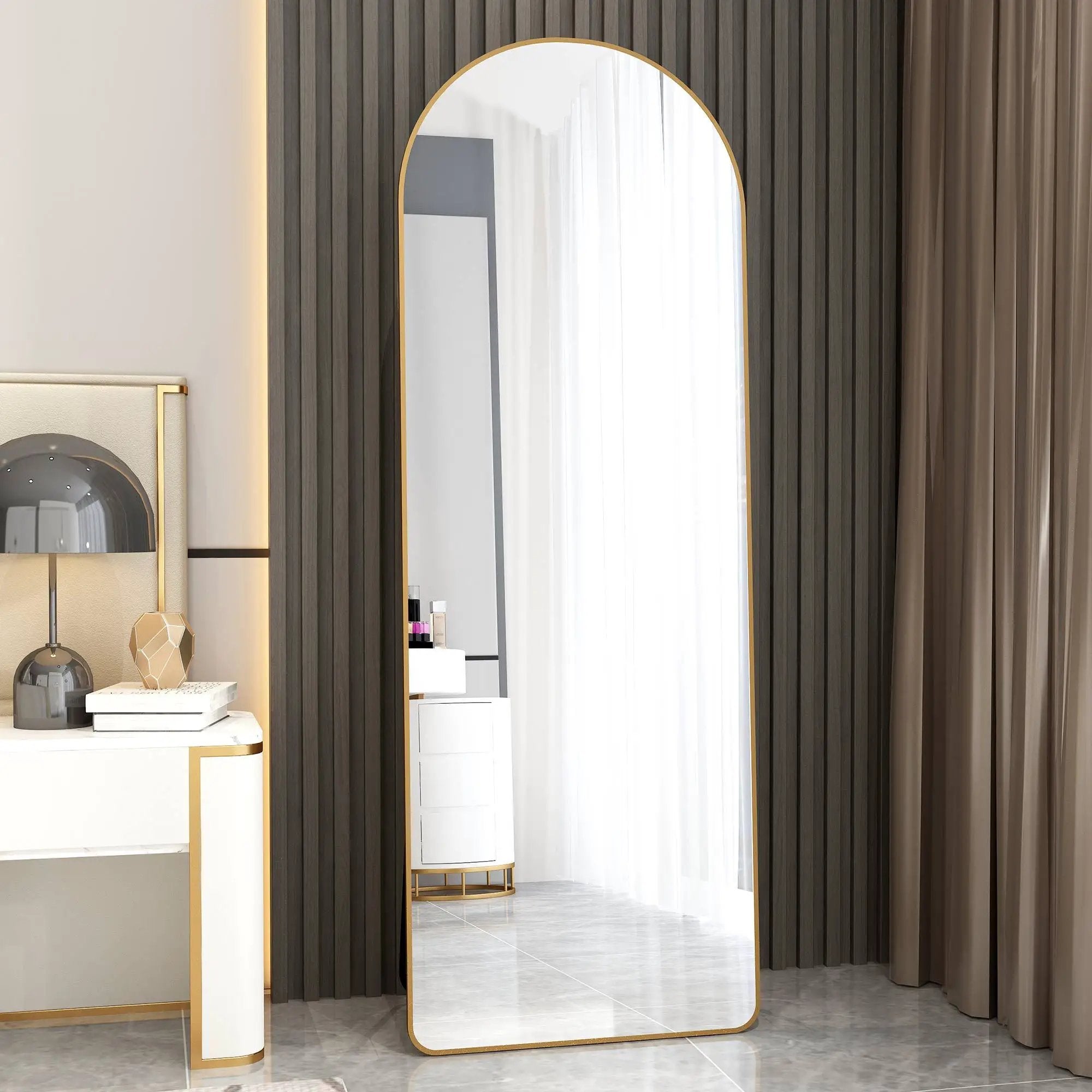 The 4th Generation Floor Mounted Full Length Mirror with Gold Frame by HouseOfZazla