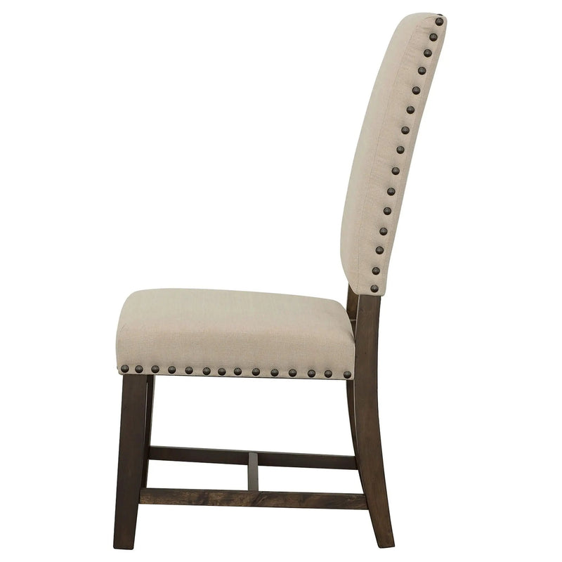 Upholstered Side Chair With Nailhead Accents (Set of 2) - Beige by HouseOfZazla