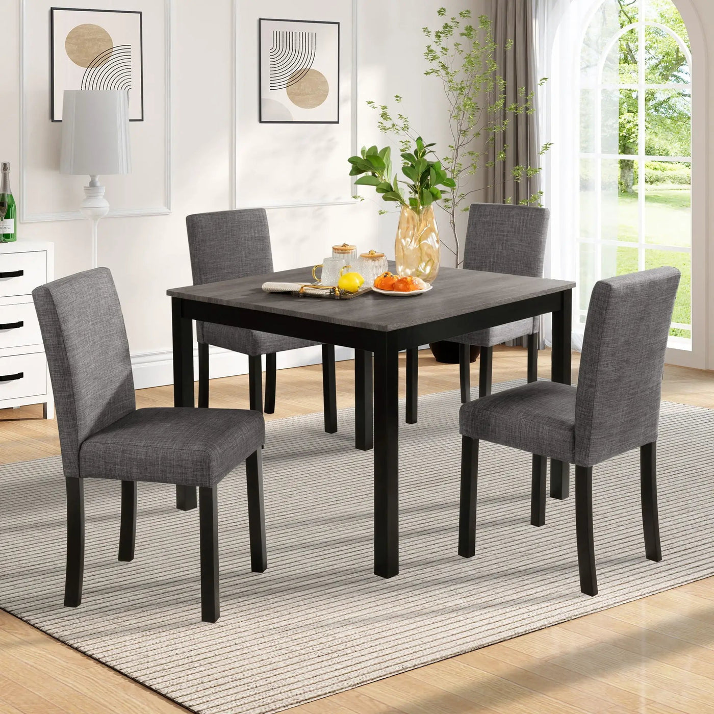 Modern Dining Table Set With Upholstered Chairs For Dining Room by HouseOfZazla