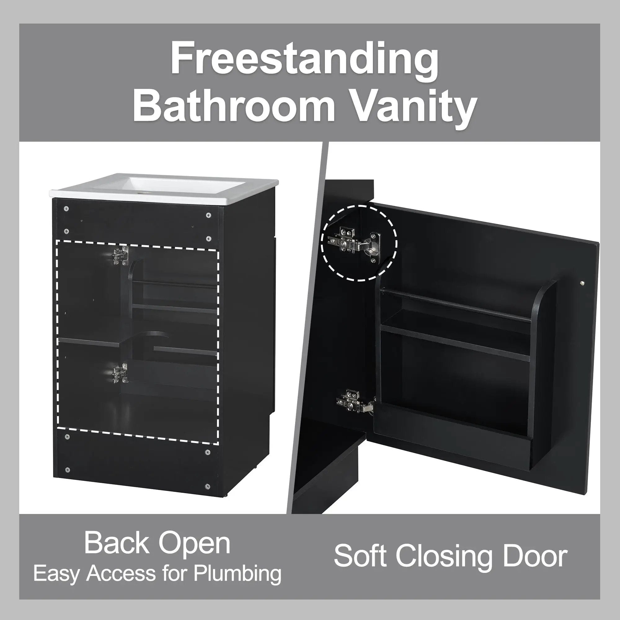 Bathroom Vanity With Sink, Cabinet With Adjustable Shelf