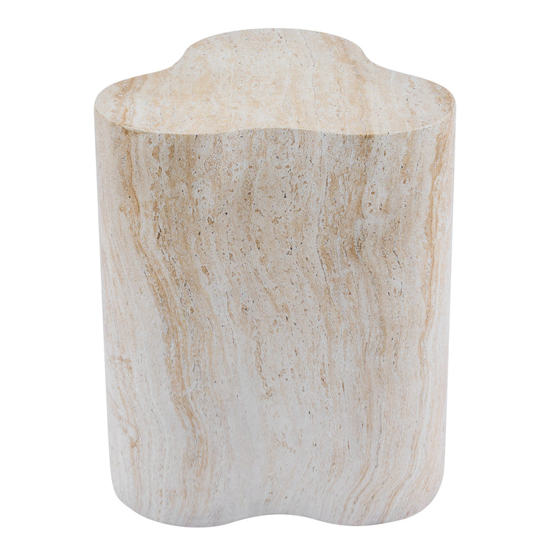 Organic Travertine-Look MGO Side Table with Weather Resistance - Neutral, photo 5 of 10