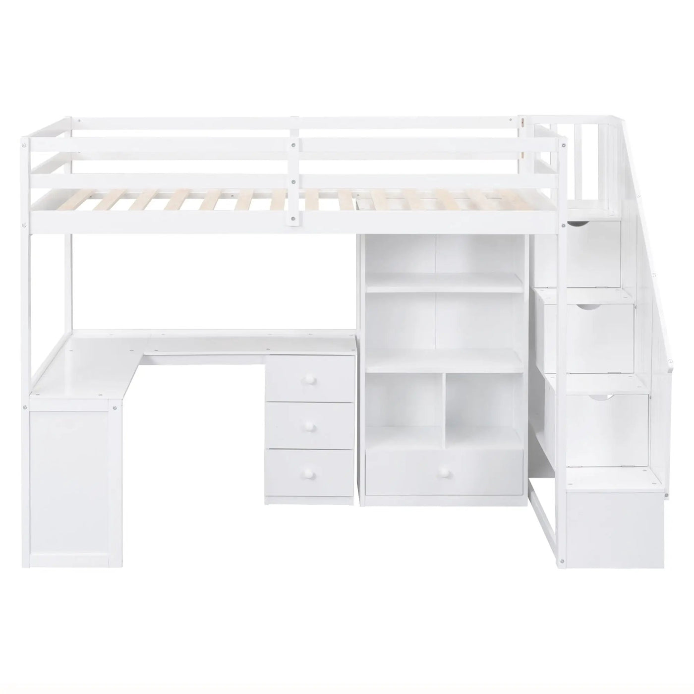 Loft Bed With L Shaped Desk, Drawers, Cabinet, And Storage Staircase by HouseOfZazla