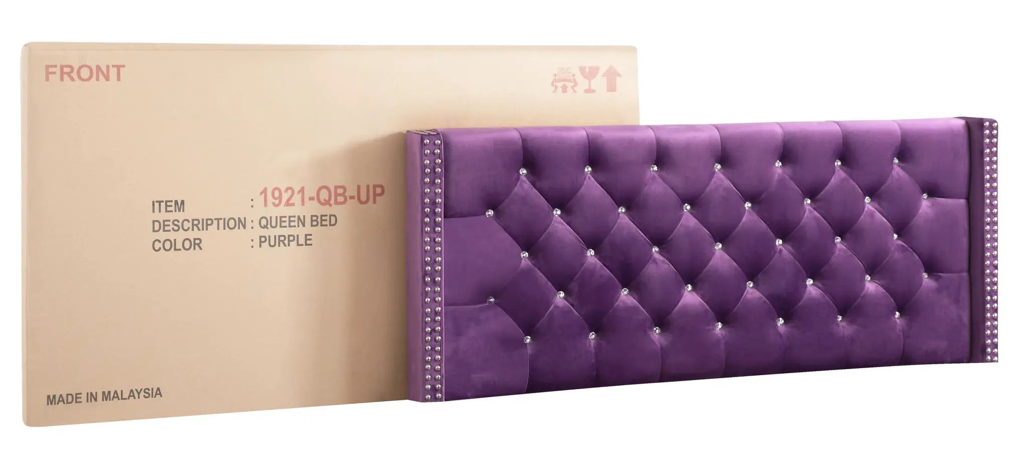 Upholstered Nailhead Trim Chic Bed by Unique Piece Furniture