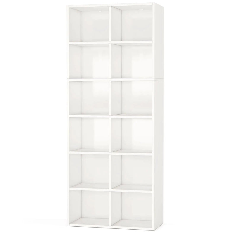 Narrow 12 Cube Bookcase With Closed Back For Living Room - White