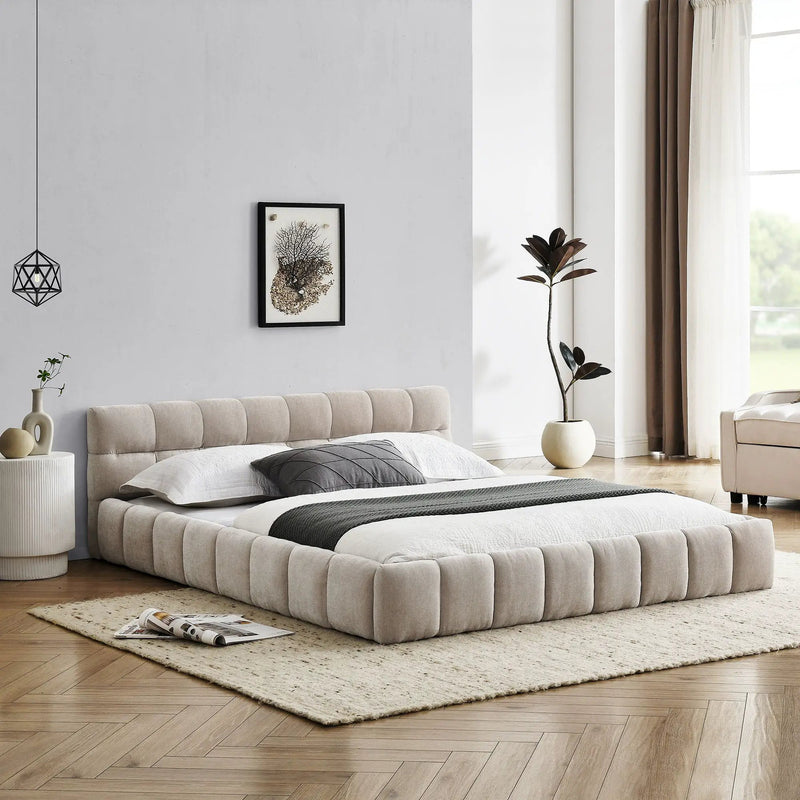 Modern Platform Bed Frame With Thick Fabric by HouseOfZazla