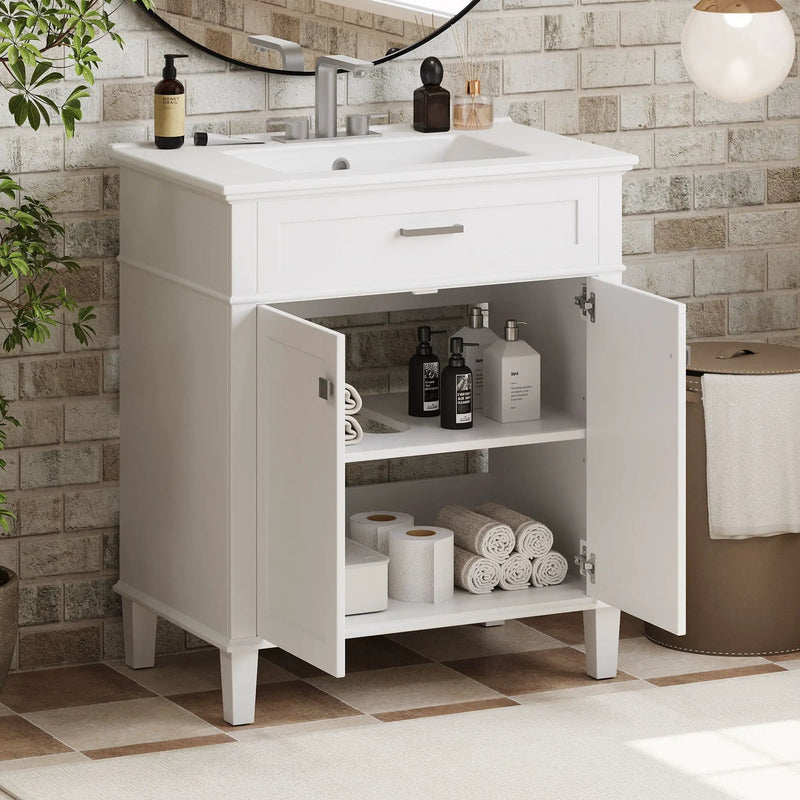 Bathroom Vanity With Ceramic Basin, Soft Close Door And Adjustable Shelves by HouseOfZazla