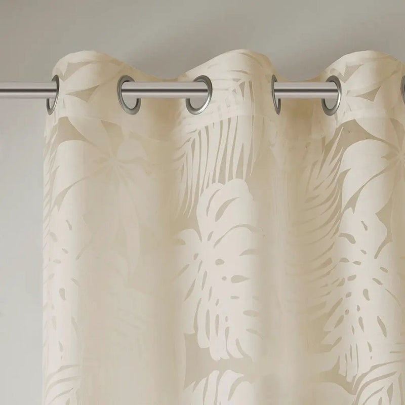 Palm Leaf Burnout Window Sheer Natural 50x84 Inches by HouseOfZazla