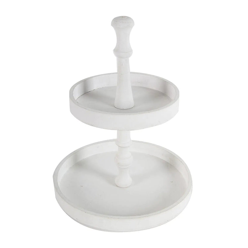 Two Tiered Round Wooden Tray - White by Unique Piece Furniture