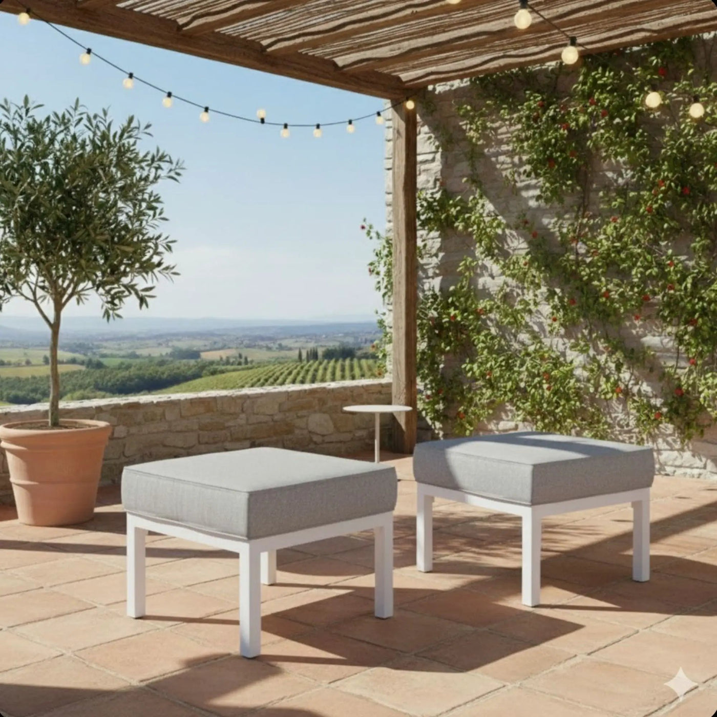 Patio Ottomans With Cushions, All-Weather Footrests (Set of 2) by HouseOfZazla
