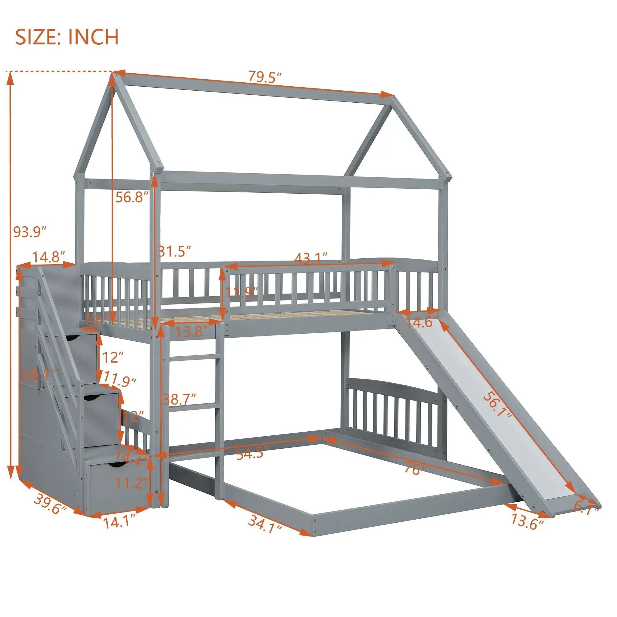 House Bunk Bed With Slide by HouseOfZazla