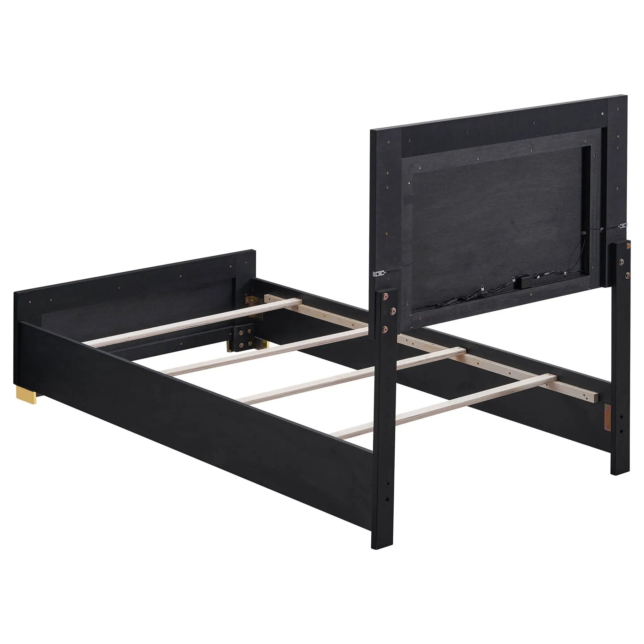 Marceline Wood Twin LED Panel Bed Black by Unique Piece Furniture