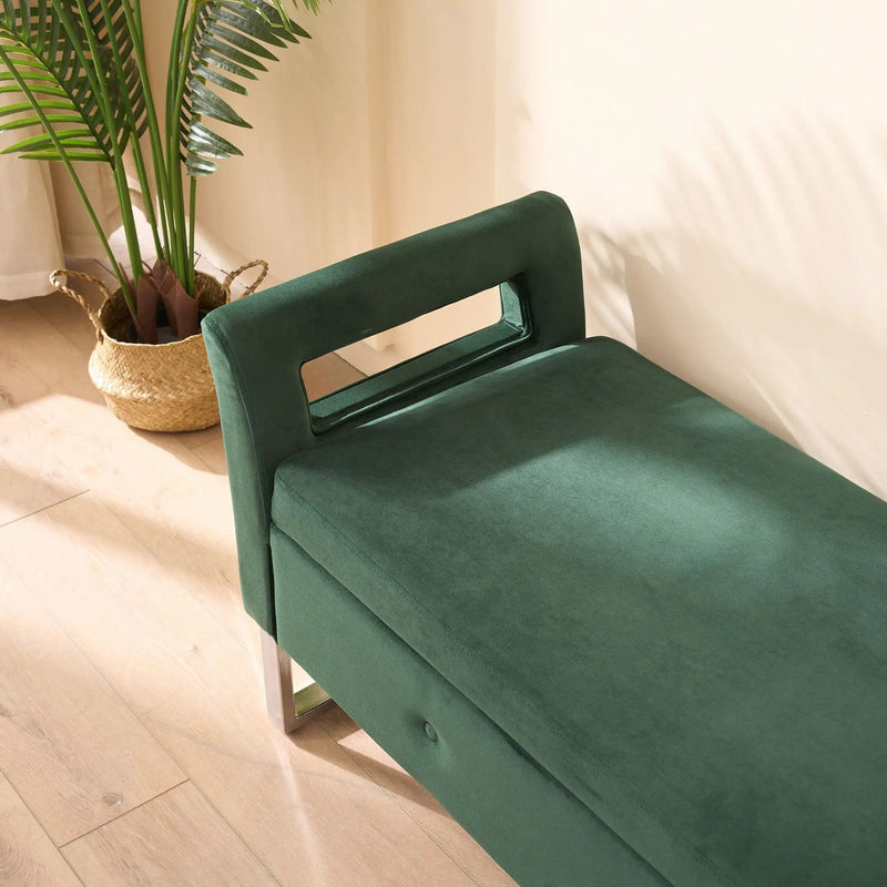 Wide Storage Soft Ottoman Bench With Armrests by Unique Piece Furniture