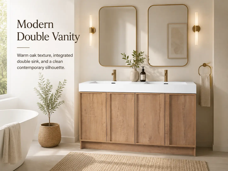 60" Freestanding Bathroom Vanity With Dual Resin Sink by HouseOfZazla