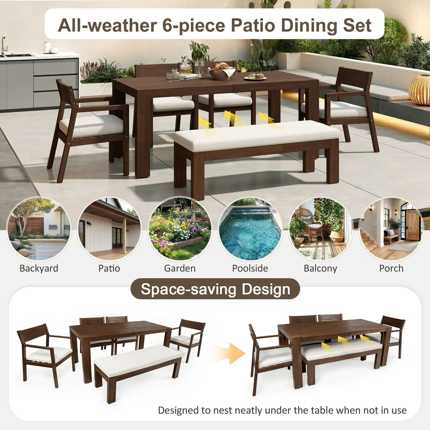 Outdoor Dining Set Rectangular Table With Umbrella Hole by Unique Piece Furniture