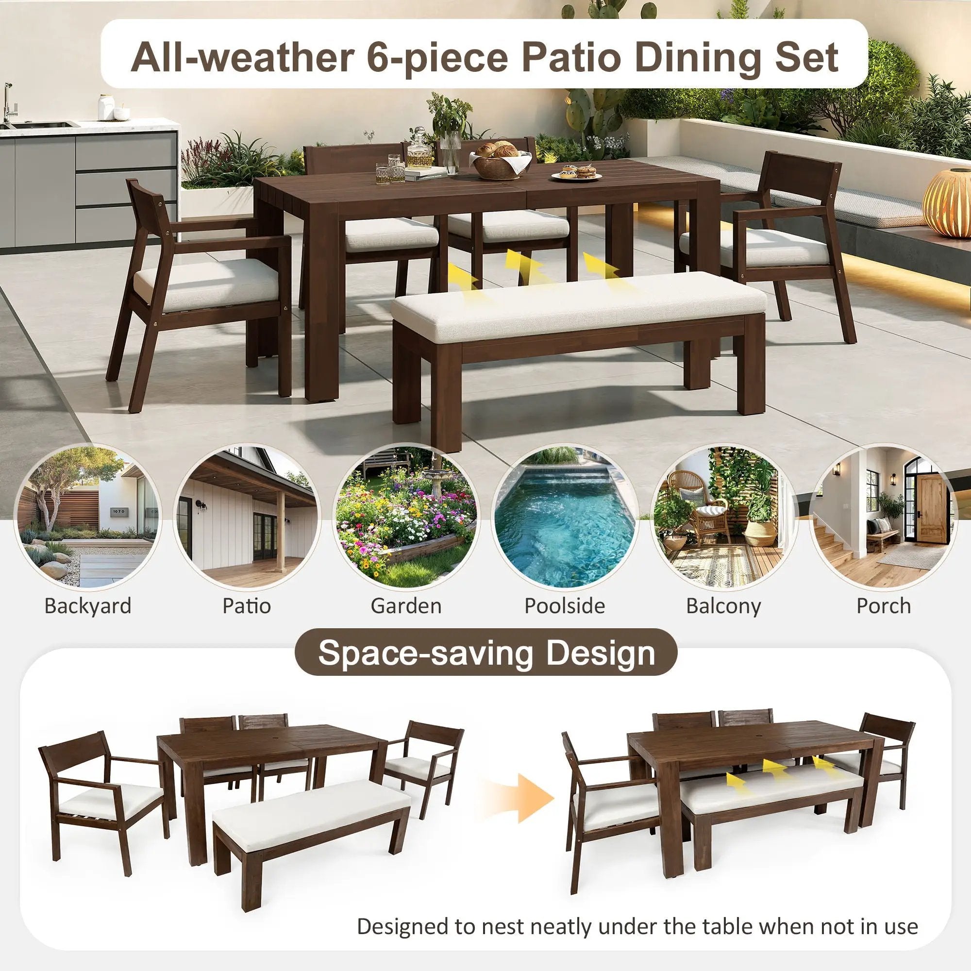Outdoor Dining Set Rectangular Table With Umbrella Hole by Unique Piece Furniture