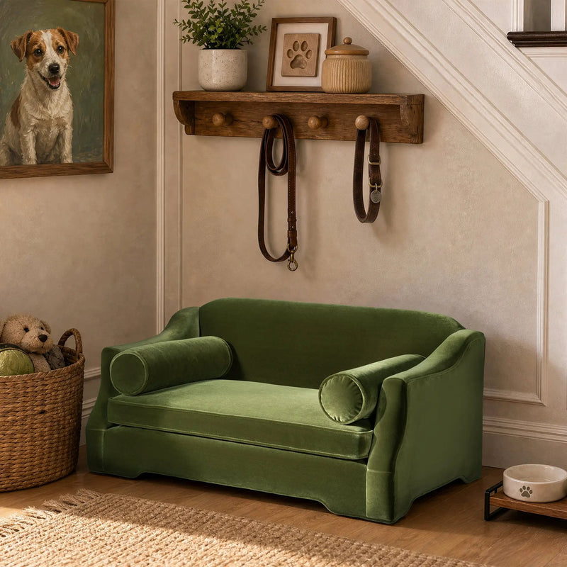 Paloma 35.5" Dog Sofa Bed - Medium in Olive by HouseOfZazla
