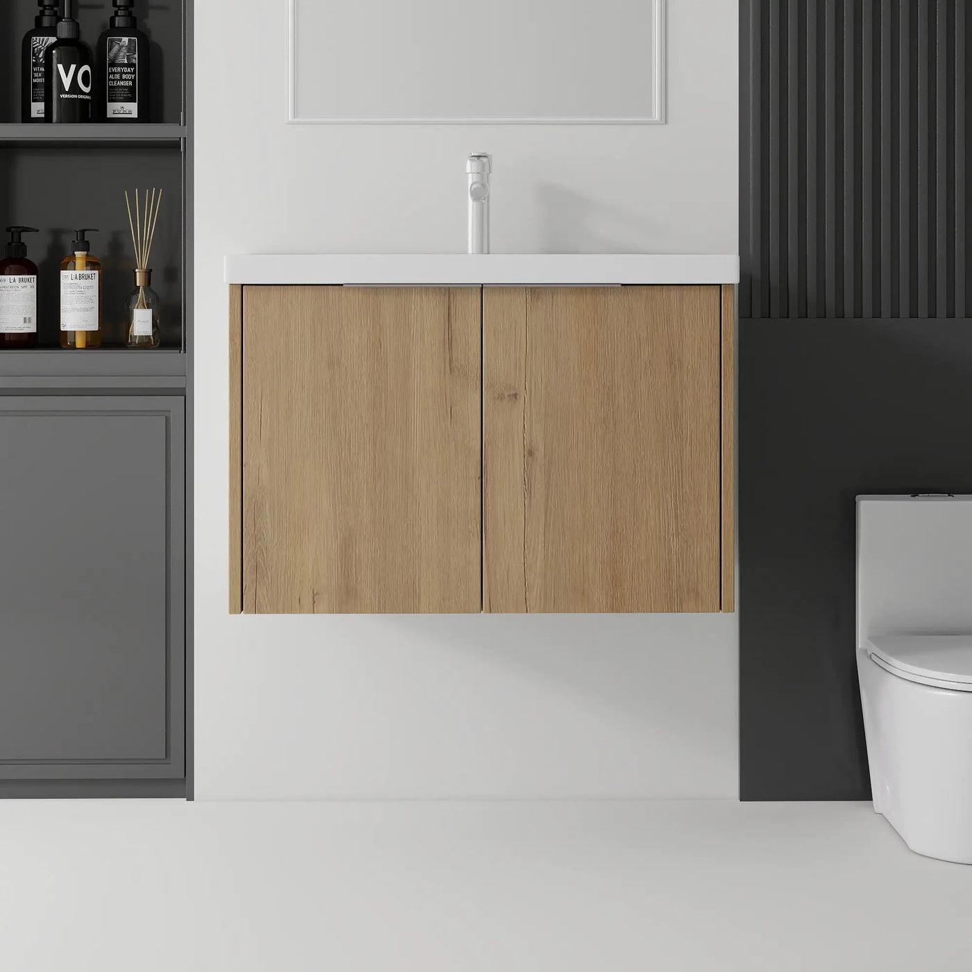 36 Inch Floating Bathroom Vanity with Ceramic Sink and Soft-Close Door by HouseOfZazla