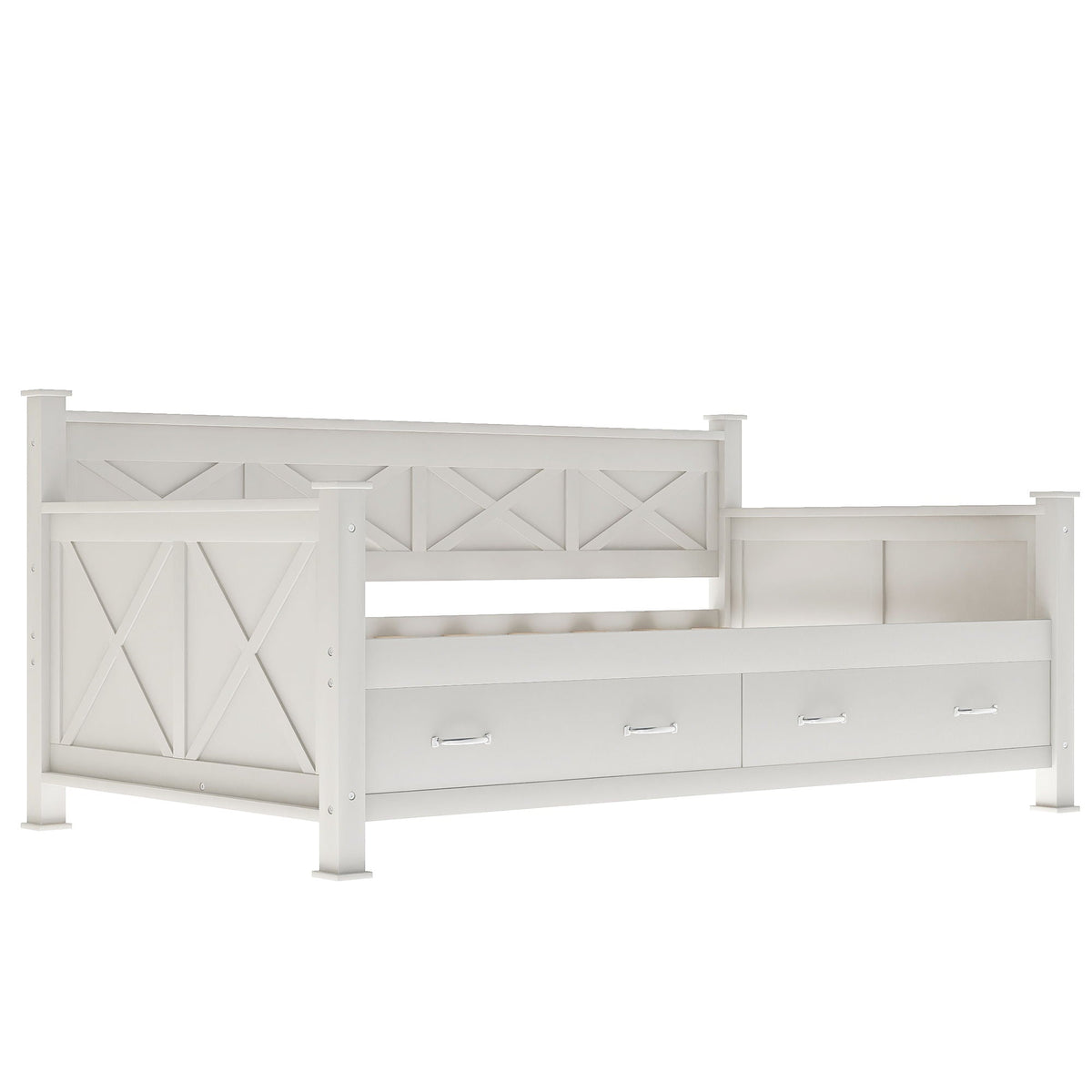 Modern Daybed with 2 Large Drawers and X Shaped Frame - Twin, Dark Gray or White, photo 2 of 28