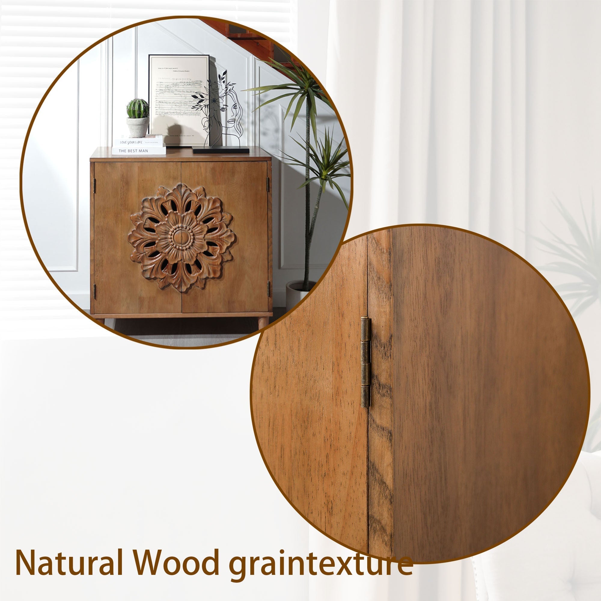 Rustic Hand-Carved Wooden 2-Door Cabinet by HouseOfZazla
