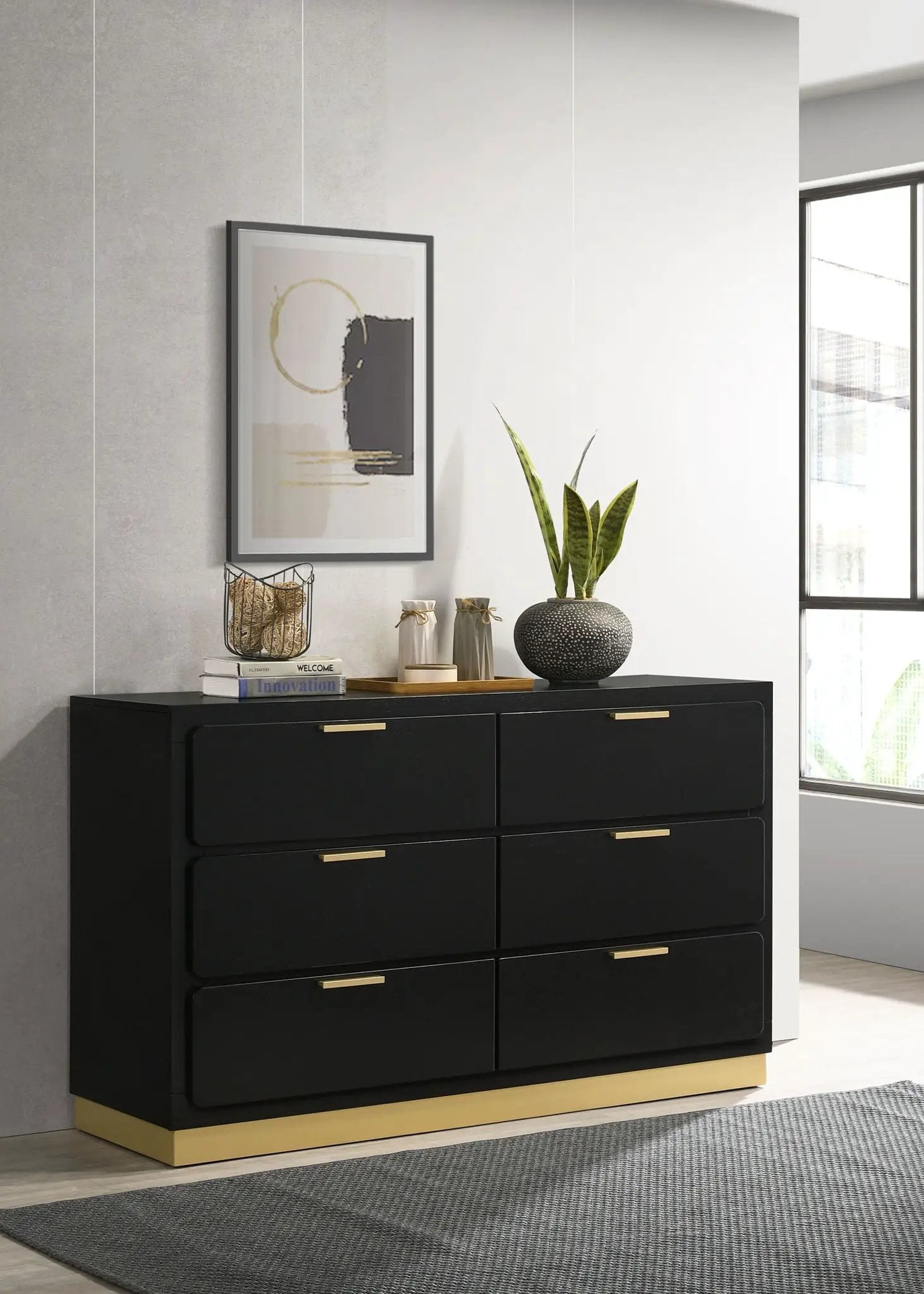 Caraway 6-drawer Dresser Black by Unique Piece Furniture