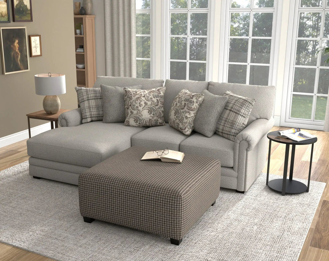 Livingston - Sectional With Comfort Coil Seating, 40" Cocktail Ottoman And Accent Pillows Included by Unique Piece Furniture