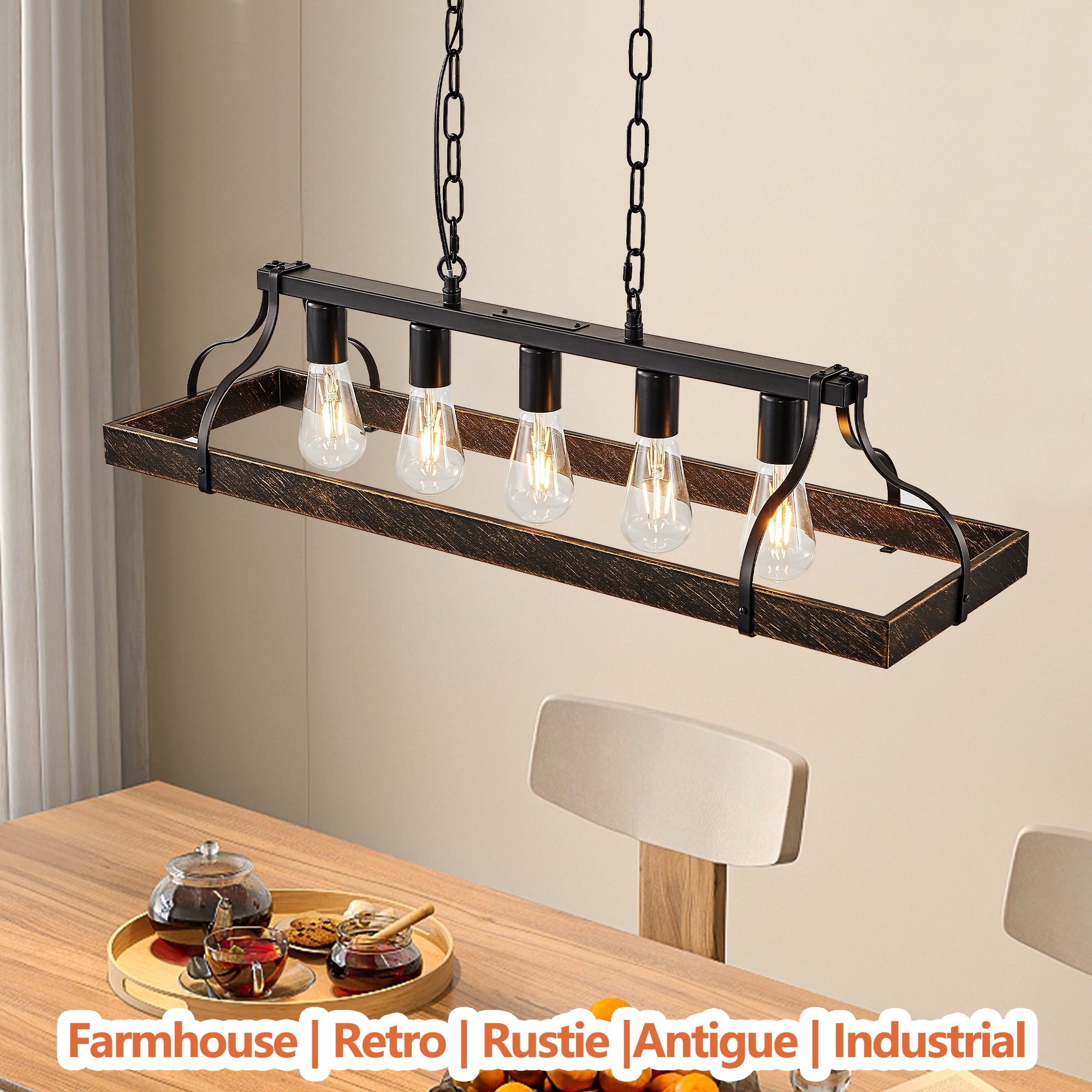 34-Inch Black and Gold Vintage Pendant Light by HouseOfZazla