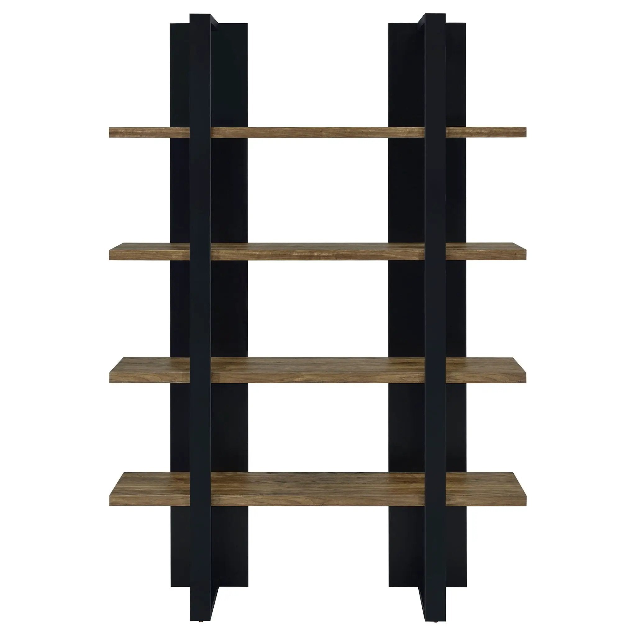 Danbrook 71-inch 4-shelf Bookshelf Black and Aged Walnut by Unique Piece Furniture