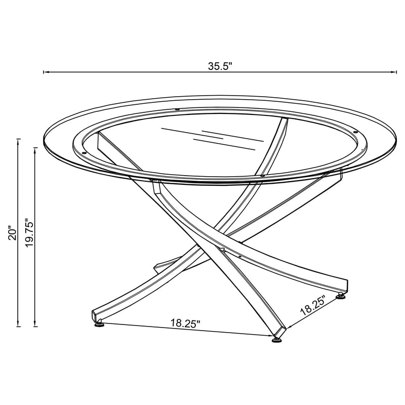 Brooke Round Glass Top Coffee Table Metal Base Chrome by Unique Piece Furniture
