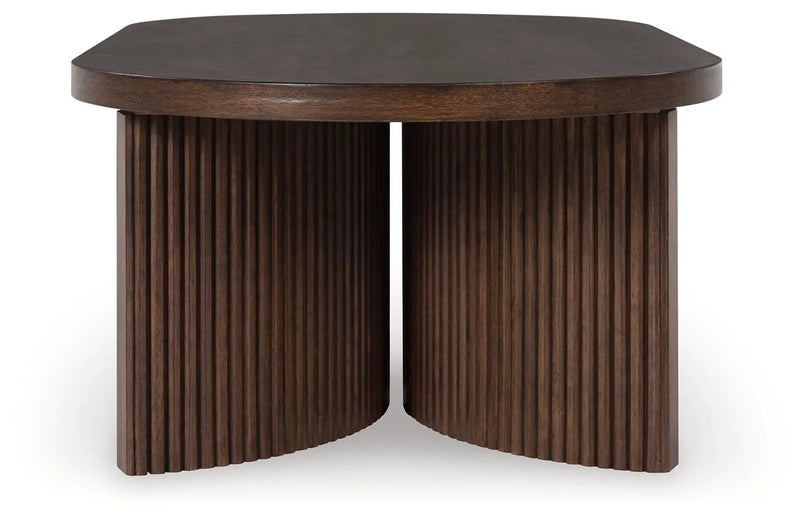 Korestone - Oval Cocktail Table - Dark Brown by Unique Piece Furniture
