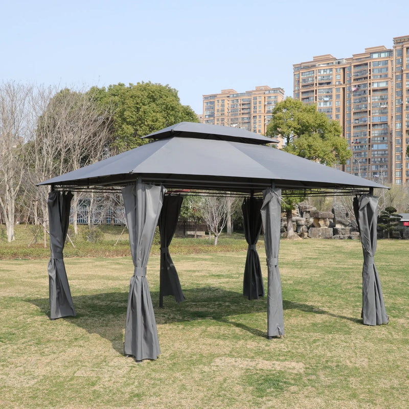 13x10 Ft Outdoor Patio Gazebo Canopy Tent with Ventilated Double Roof and Side Wall by HouseOfZazla
