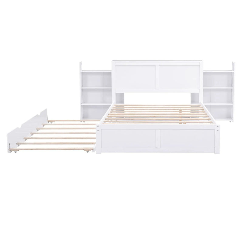 Storage Platform Bed With Pull Out Shelves And Trundle by Unique Piece Furniture