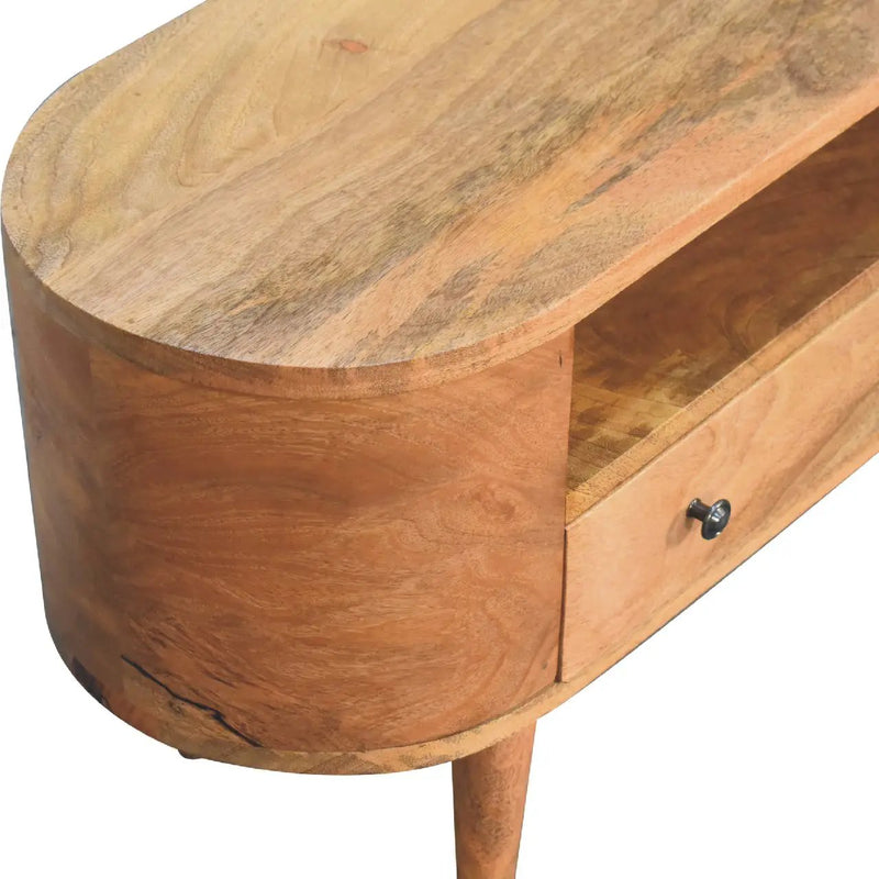 Solid Wood Mini Rounded Entertainment Unit, Nordic Legs by HouseOfZazla