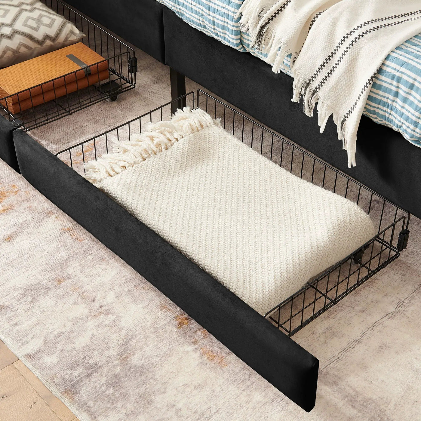 Upholstered Platform Bed Frame With 2 Storage Drawers And Adjustable Sofa Bed by HouseOfZazla