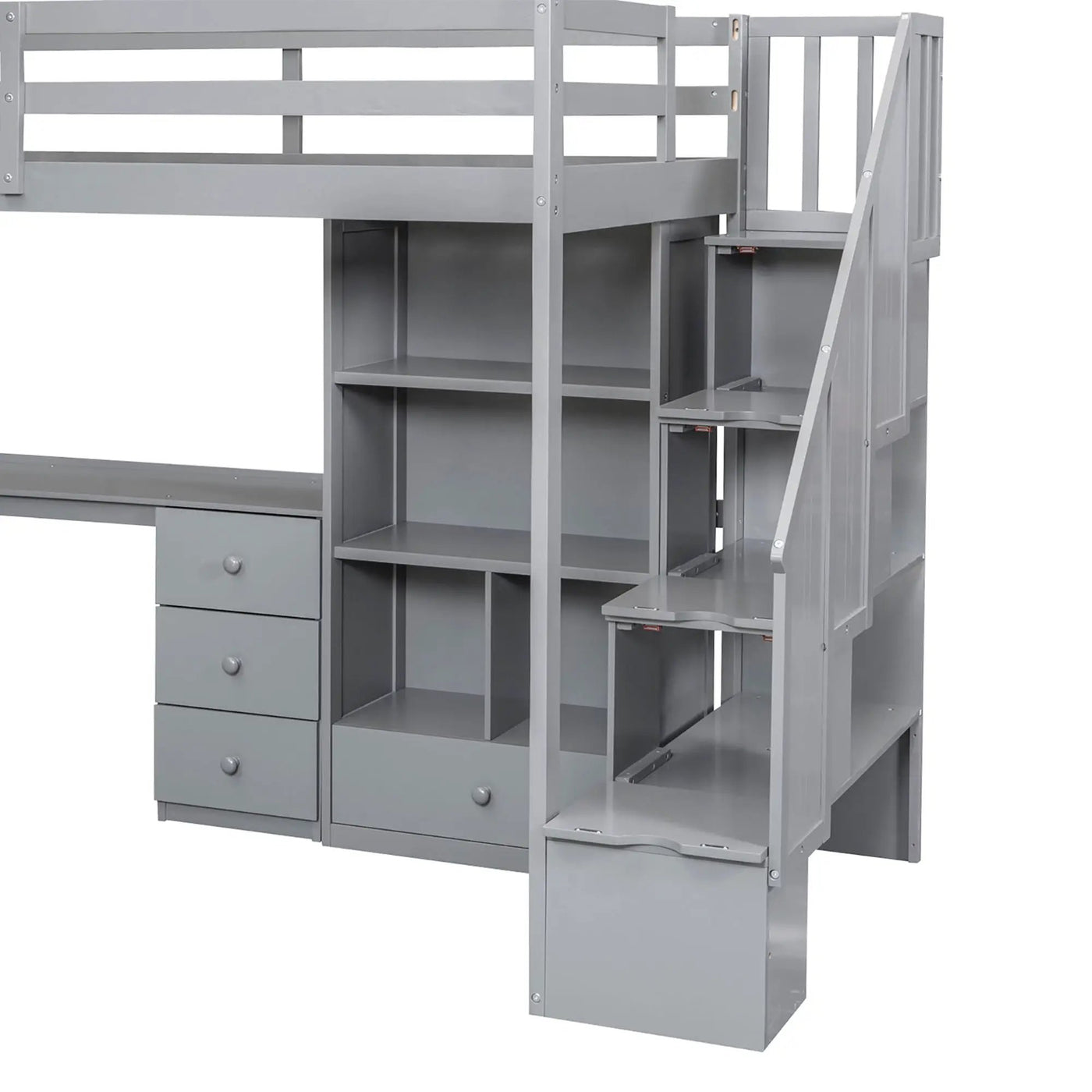 Loft Bed With L Shaped Desk, Drawers, Cabinet, And Storage Staircase by HouseOfZazla