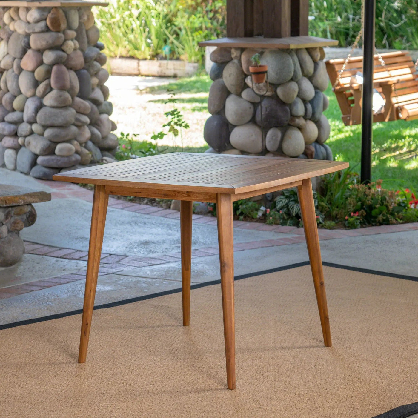 Modern Indoor Square Acacia Wood Dining Table with Toothpick Leg Design by HouseOfZazla