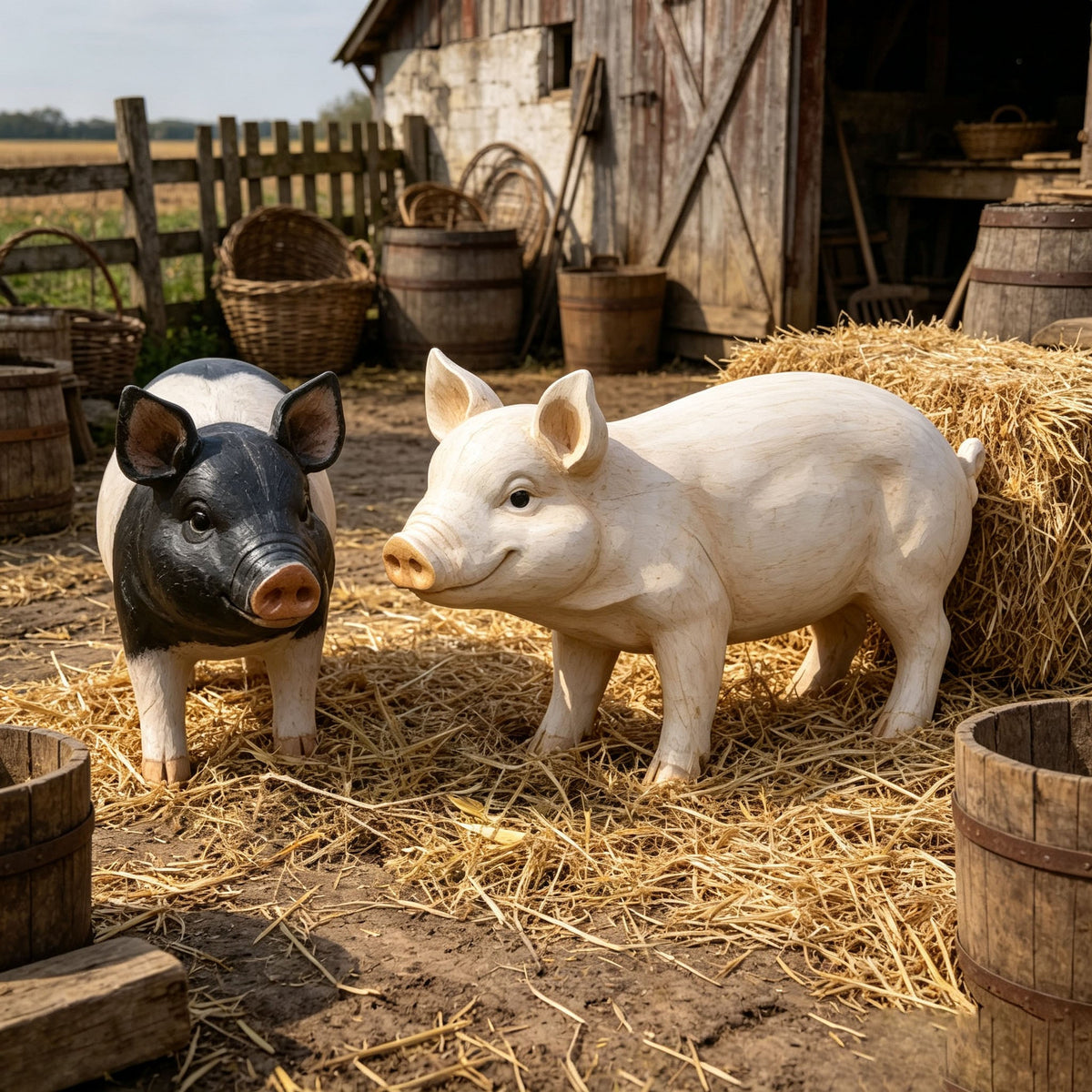 Garden Pig Statues Outdoor Decor with Realistic Hand-Painted Finish - Resin, photo 5 of 10