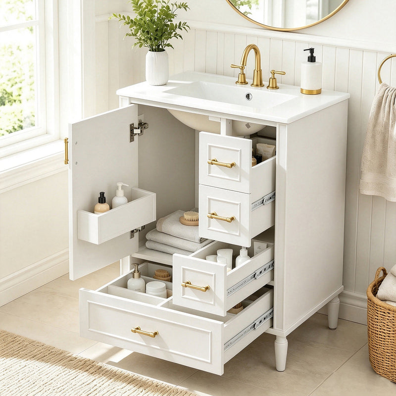 24" Modern Bathroom Vanity with Ceramic Sink, photo 3 of 10