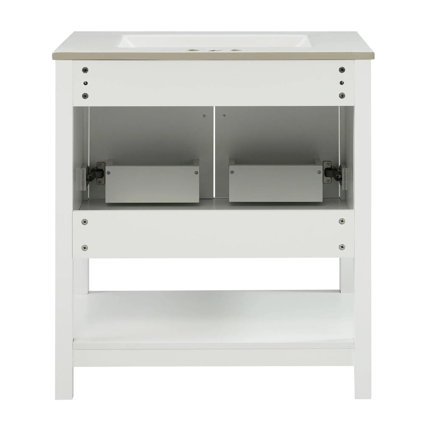 Elegant Bathroom Vanity With Ceramic Sink And Versatile Storage by HouseOfZazla
