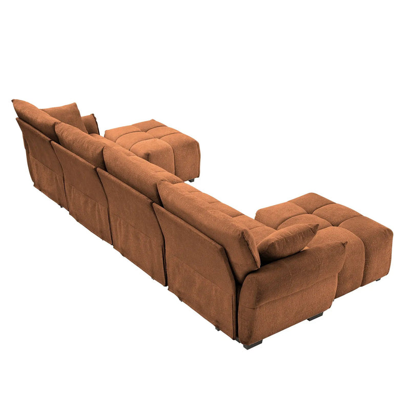 Sofa Set With Ottoman And Pillows, Textured, High Resilience Cushions by Unique Piece Furniture
